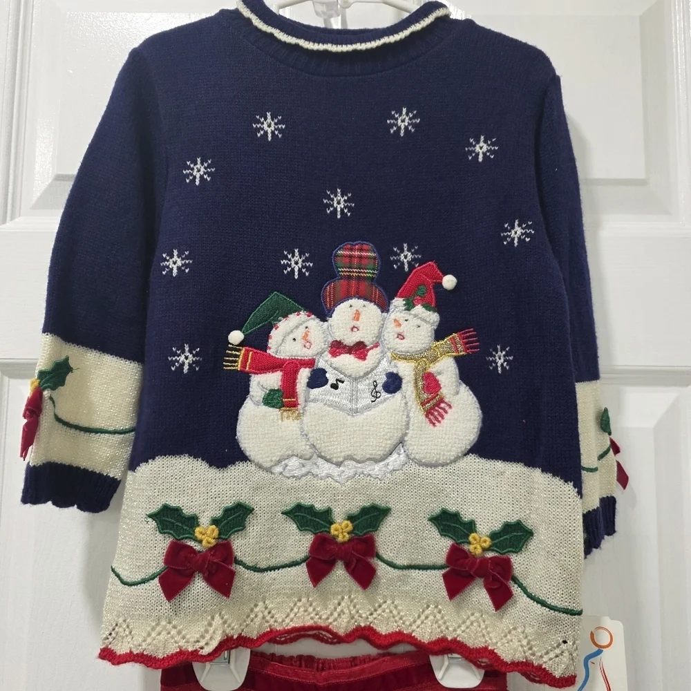 Vintage B.T. Kids Girls Sweater & Pants Set Holiday Size 3T